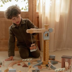 Little Dutch – Houten Kraanset Met Treinbaan