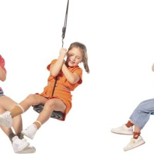 Kunststof schotelschommel-zwart gevlochten touw