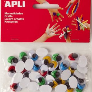 APLI Bewegende ogen “Ovaal” met gekleurde wimpers – 40stuks