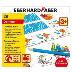 Mini Kids Club – Domino spel (28 kaarten + 6 kleurpotloden)