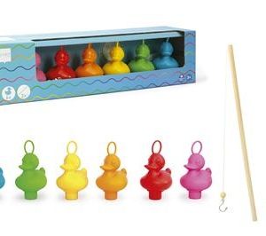 Scratch Spel – Kermiseendjes REGENBOOG (6stuks) met 2 hengels