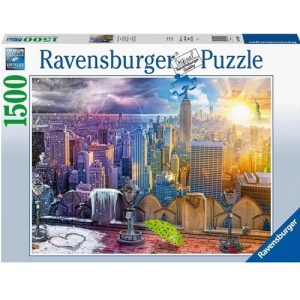 Puzzel (1500stuks) – New York Skyline in de winter en de zomer