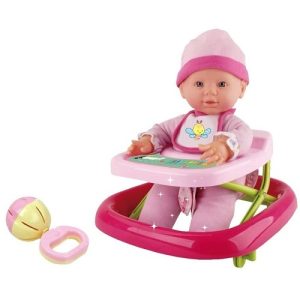 Bambolina Amore Babypop (30cm) met loopstoeltje en accessoires