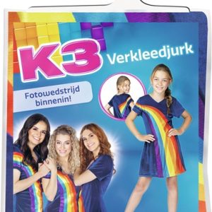 K3 – Verkleedjurk “Regenboog” blauw (3-5jaar)