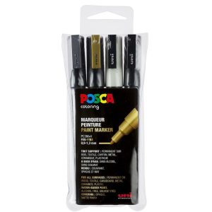 Posca Paint Marker op waterbasis (1,5mm) – 4stuks (metallic kleuren)