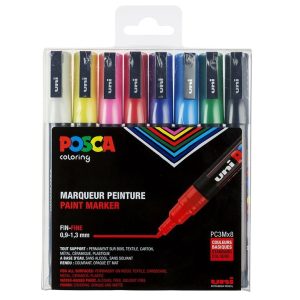 Posca Paint Marker op waterbasis (1,5mm) – 8stuks (standaard kleuren)