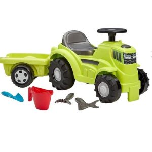 Ecoiffier Tractor loopwagen met aanhangwagen + toebehoren
