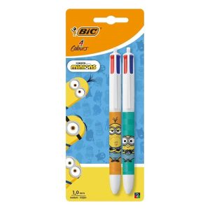 BIC 4-kleurenbalpen Decor medium – MINIONS (2stuks)