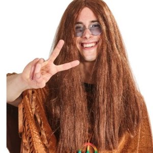 Pruik Hippie lang bruin