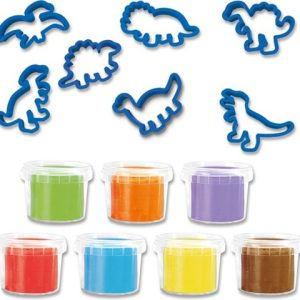 SES Creative – Klei mega dino set (7x90gr met uitsteekvormen)