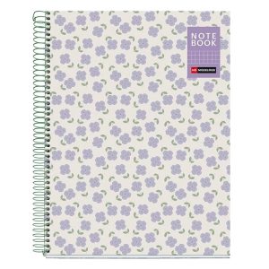 Notitieboek A4 “Nature” geruit 5mm Geruit 80blz 90gr – Violet