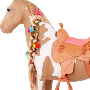 Paard met lange manen Palomino 50cm