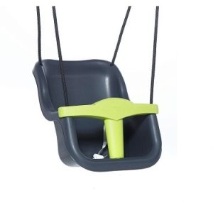 Dice Kunststof babyzitje met T-bar – zwart gevlochten touw-antraciet/lgroen