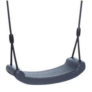 Dice Kunststof schommelzitje-zwart gevlochten touw-antraciet