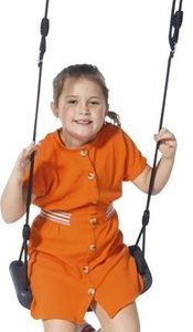 Dice Kunststof schommelzitje-zwart gevlochten touw-antraciet