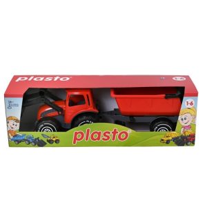PLASTO Tractor with frontloader & trailer 56,5cm