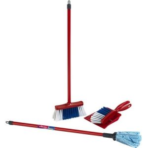 VILEDA Schoonmaakset – 4-delig (handborstel/vuilnisblik/steelborstel/mops)