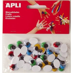 APLI Bewegende ogen “Ovaal” met gekleurde wimpers – 40stuks