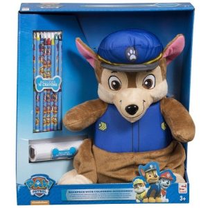Paw Patrol – Rugzak/knuffel (pluche) Chase met kleuraccessoires
