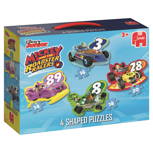 Jumbo - Vormenpuzzel 4-in-1 (14/16/18/20stuks) - Disney Mickey Racers