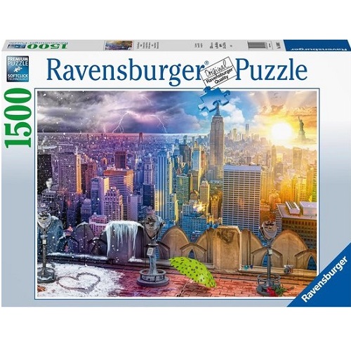 Puzzel (1500stuks) - New York Skyline in de winter en de zomer
