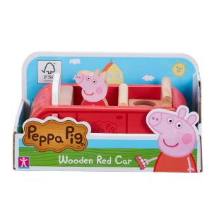 Peppa Pig – Houten familie auto (rood) met Peppa figuur