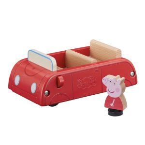 Peppa Pig – Houten familie auto (rood) met Peppa figuur