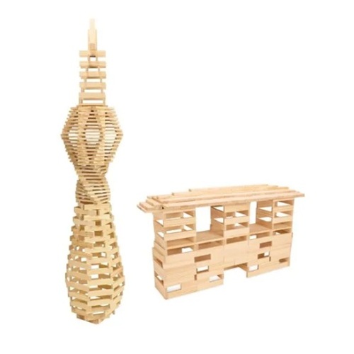 Houten Stapelblokken Toren - 300 Blokken - Blanco - Afbeelding 2