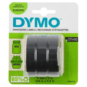 Dymo 3D zelfklevende reliëftape 9mm x 3m – zwart (3stuks)