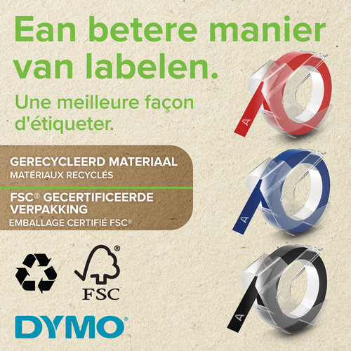 Dymo 3D zelfklevende reliëftape 9mm x 3m - zwart (3stuks) - Afbeelding 5