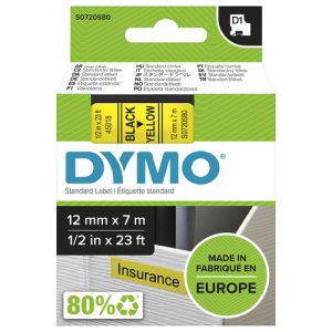 Dymo Tape D1 (12mm x 7m) – zwart/geel