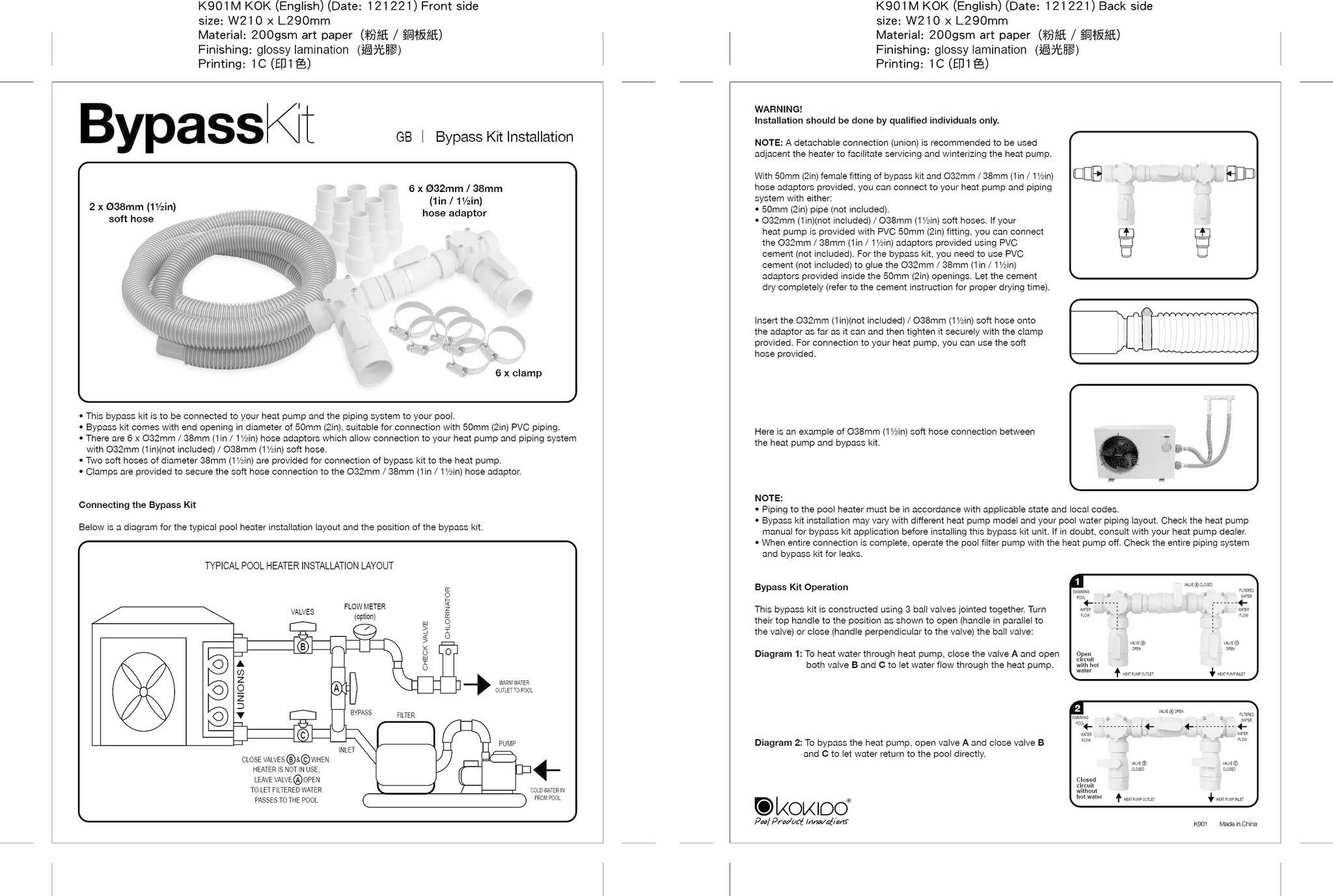 Kokido Bypass Valve Set (2 x 3-Way Valves + 2 x 3Ft Hoses) - Afbeelding 3