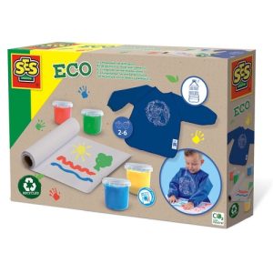 SES Creative – ECO Vingerverf set met kliederschort 100% recycled