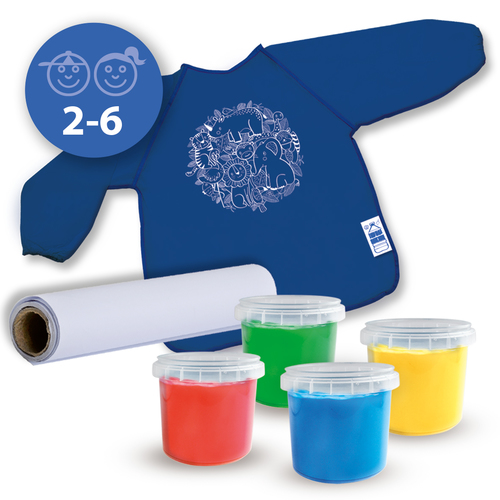 SES Creative - ECO Vingerverf set met kliederschort 100% recycled - Afbeelding 2