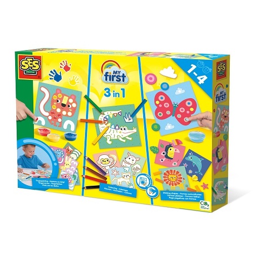 SES Creative My First - 3-in-1 Vingerverven, kleuren en vormen plakken