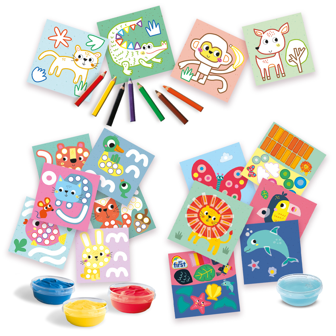SES Creative My First - 3-in-1 Vingerverven, kleuren en vormen plakken - Afbeelding 2