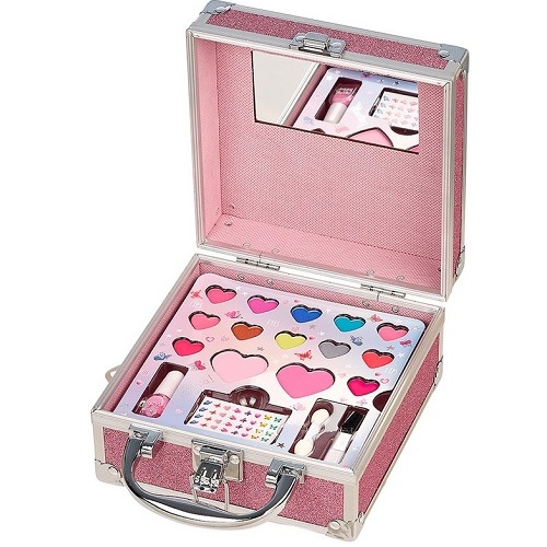 Beauty case - glitter roze