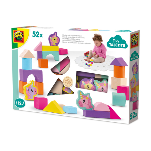 SES Creative - Houten bouwblokken unicorn 52st.