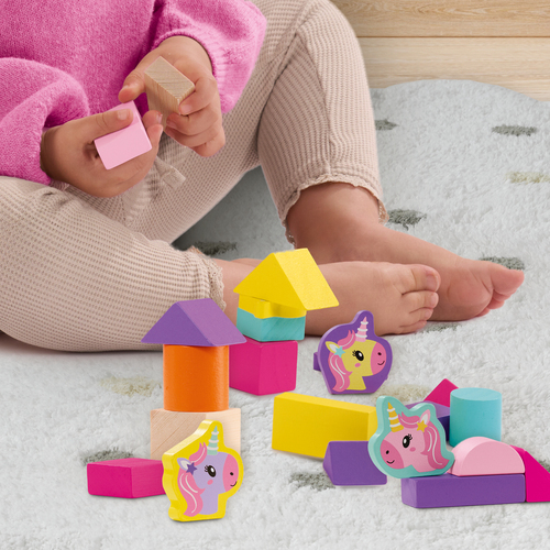 SES Creative - Houten bouwblokken unicorn 52st. - Afbeelding 4