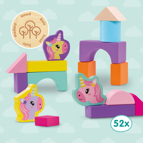 SES Creative - Houten bouwblokken unicorn 52st. - Afbeelding 5
