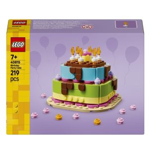 LEGO Verjaardagstaart Tafeldecoratie met Speelgoed Taart, Bloemen en Versie