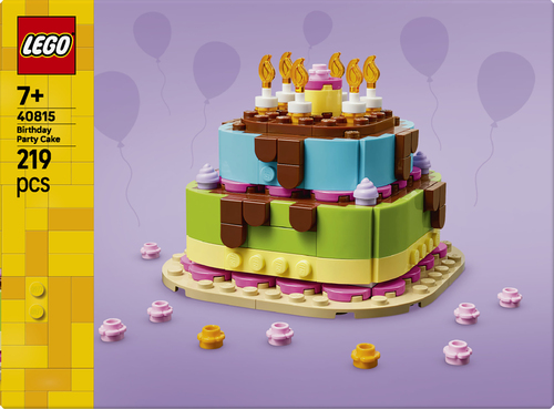 LEGO Verjaardagstaart Tafeldecoratie met Speelgoed Taart, Bloemen en Versie - Afbeelding 6