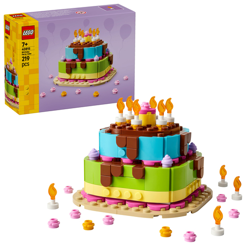 LEGO Verjaardagstaart Tafeldecoratie met Speelgoed Taart, Bloemen en Versie - Afbeelding 8