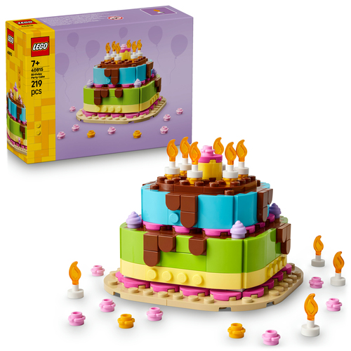 LEGO Verjaardagstaart Tafeldecoratie met Speelgoed Taart, Bloemen en Versie - Afbeelding 9