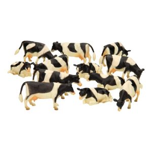 Koeien liggend/staand (zwart/wit) 1:32 – 12stuks