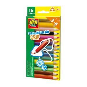 SES Creative – Driehoek grip kleurpotloden 16stuks