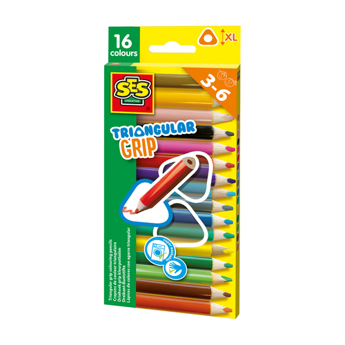 SES Creative - Driehoek grip kleurpotloden 16stuks