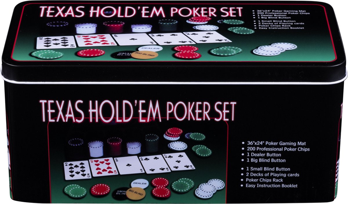 Pokerset met kaarten kleed en 200 chips - Afbeelding 2