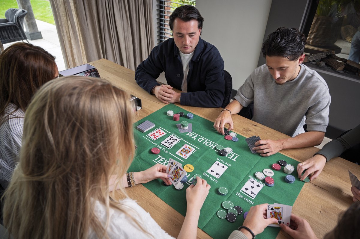 Pokerset met kaarten kleed en 200 chips - Afbeelding 3
