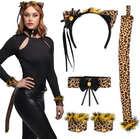 Set cute leopard